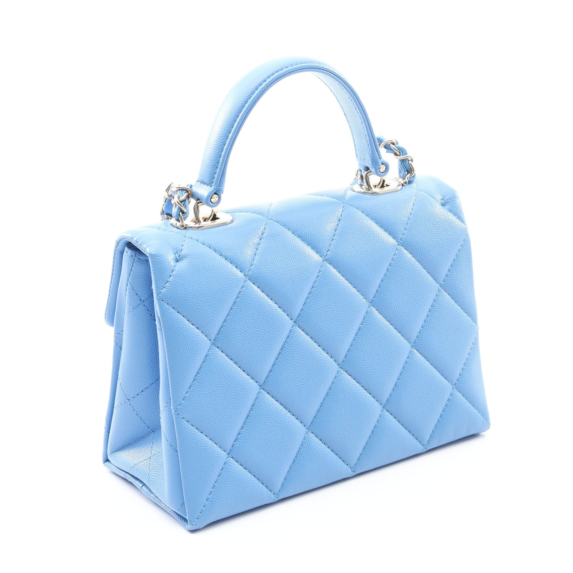 マトラッセ トップハンドル チェーンショルダーバッグ キャビアスキン ブルー ゴールド金具 2WAY シャネル バッグ CHANEL