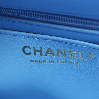 マトラッセ トップハンドル チェーンショルダーバッグ キャビアスキン ブルー ゴールド金具 2WAY シャネル バッグ CHANEL