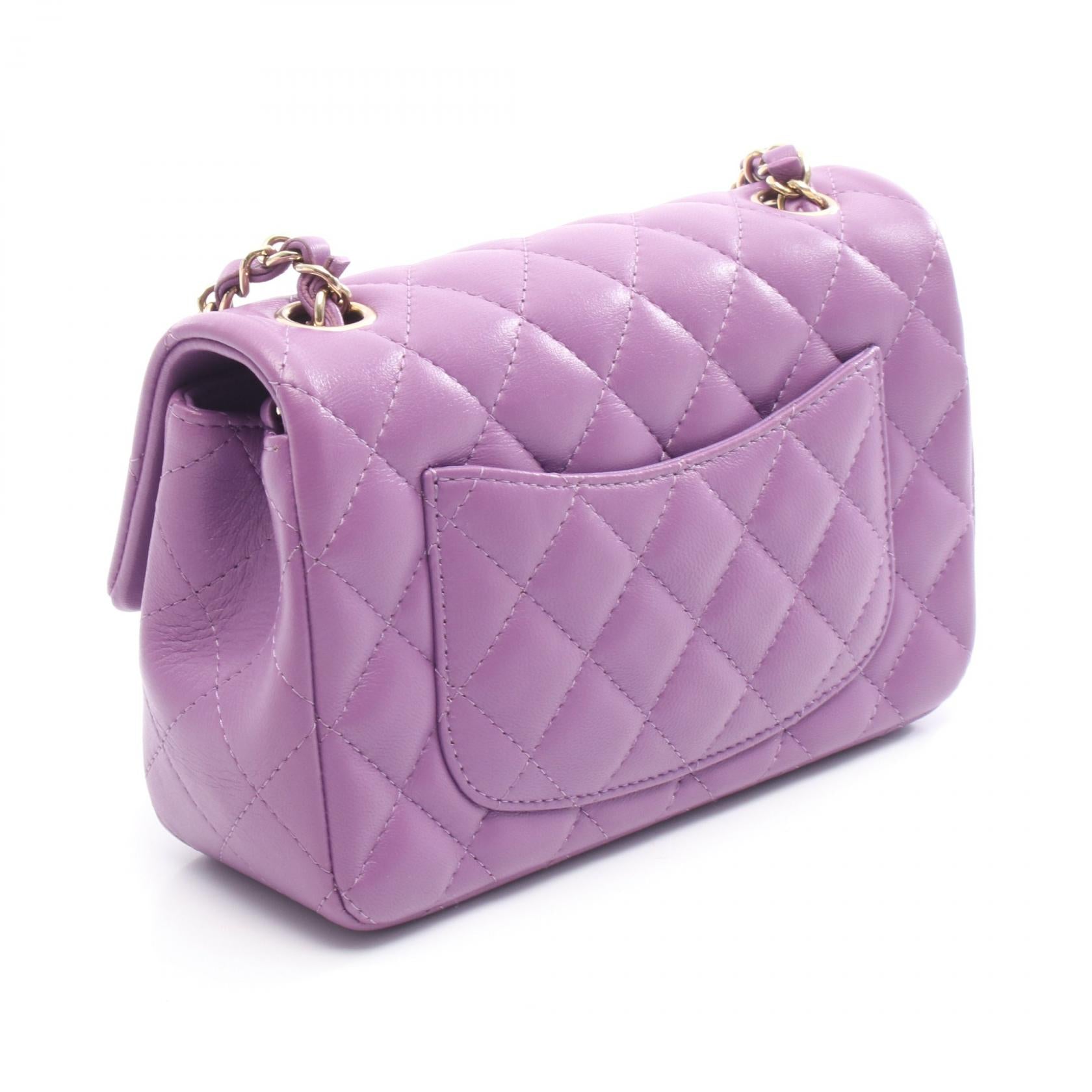 ミニマトラッセ20 チェーンショルダーバッグ レザー パープル ゴールド金具 シャネル バッグ CHANEL