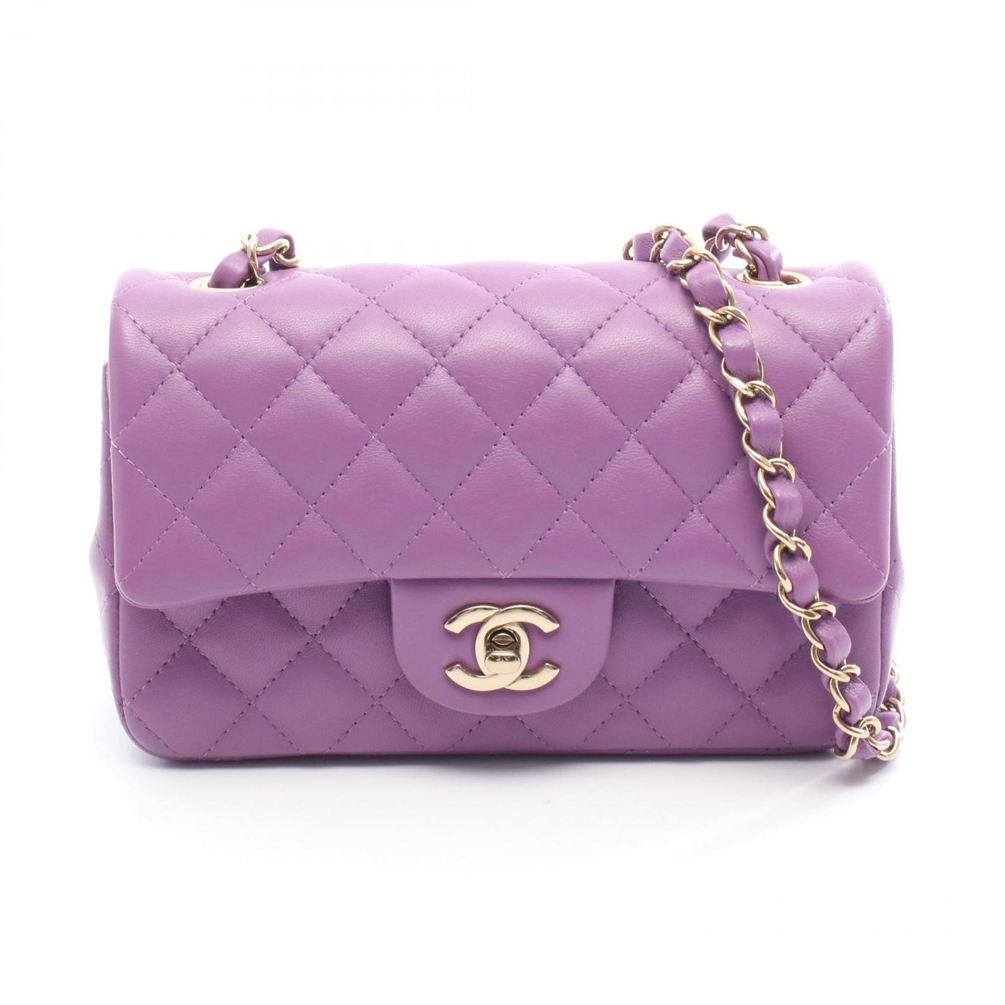ミニマトラッセ20 チェーンショルダーバッグ レザー パープル ゴールド金具 シャネル バッグ CHANEL