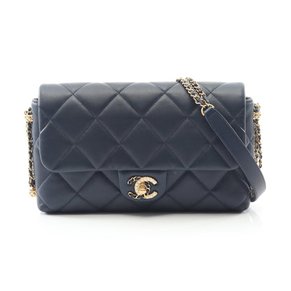 CHANEL19 マトラッセ チェーンショルダーバッグ ラムスキン ネイビー ゴールド金具 シャネル バッグ CHANEL