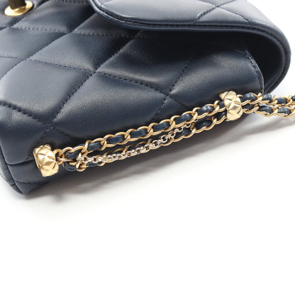 CHANEL19 マトラッセ チェーンショルダーバッグ ラムスキン ネイビー ゴールド金具 シャネル バッグ CHANEL