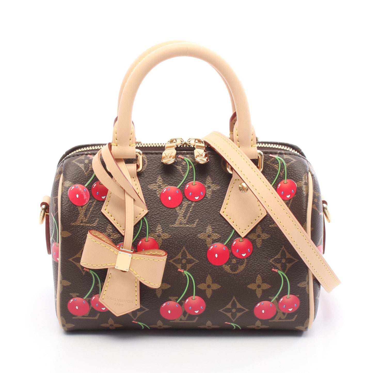 LOUIS VUITTON × 村上隆 スピーディ バンドリエール20 モノグラムチェリー ハンドバッグ PVC レザー ブラウン 2WAY ルイヴィトン バッグ LOUIS VUITTON
