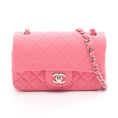 ミニマトラッセ20 チェーンショルダーバッグ コットンジャージ ピンク シルバー金具 シャネル バッグ CHANEL