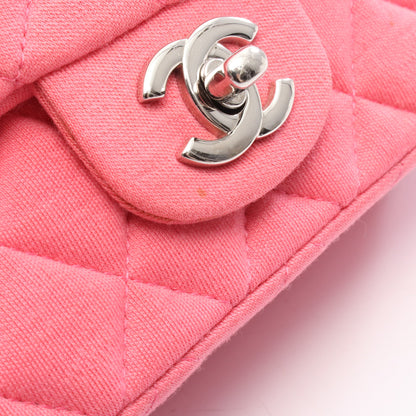 ミニマトラッセ20 チェーンショルダーバッグ コットンジャージ ピンク シルバー金具 シャネル バッグ CHANEL