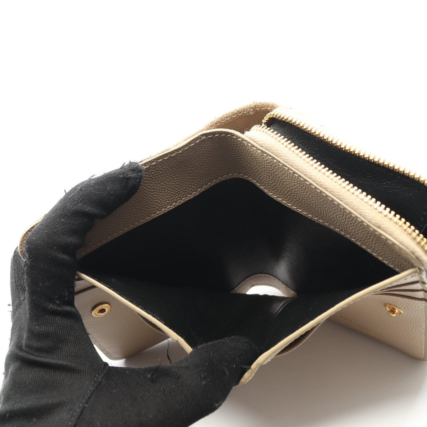 モノグラム 二つ折り財布 レザー ベージュ サンローランパリ 財布・小物 SAINT LAURENT PARIS