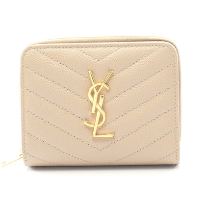 モノグラム 二つ折り財布 レザー ベージュ サンローランパリ 財布・小物 SAINT LAURENT PARIS