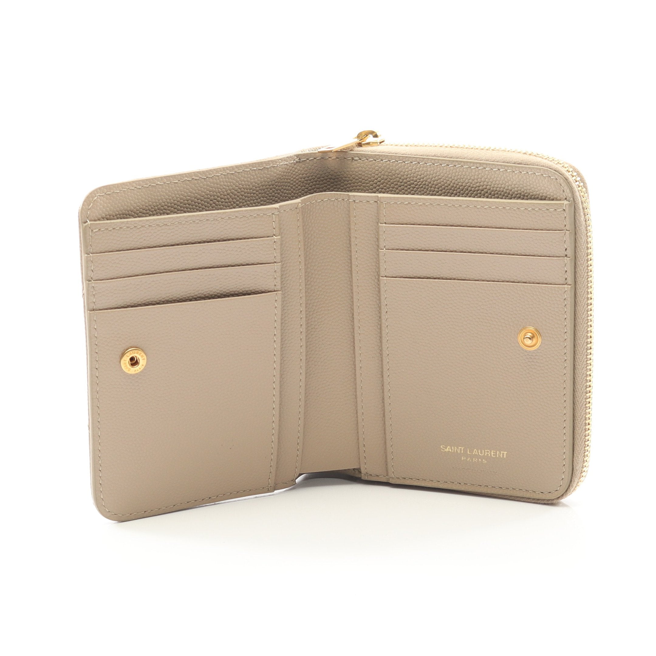 モノグラム 二つ折り財布 レザー ベージュ サンローランパリ – RECLO