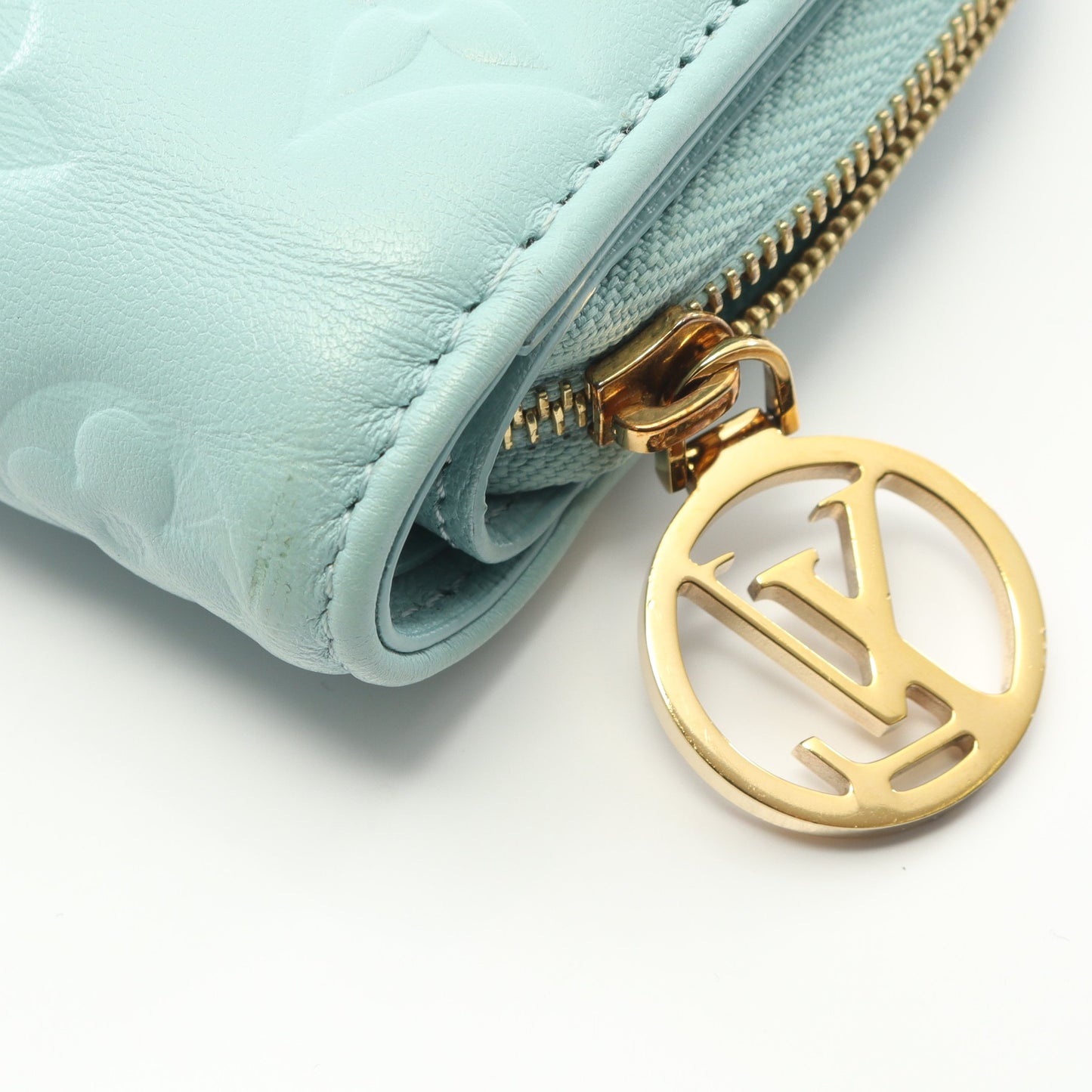ポルトフォイユ ルー モノグラムエンボス 二つ折り財布 レザー ターコイズブルー ルイヴィトン 財布・小物 LOUIS VUITTON