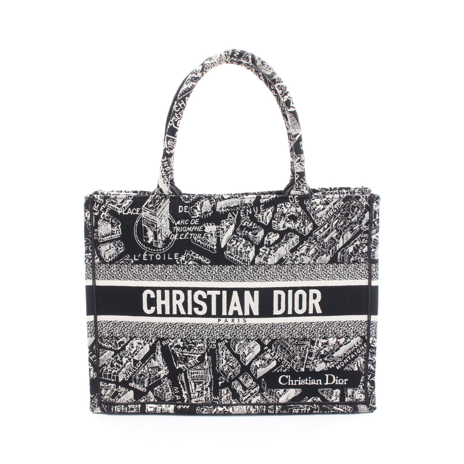 BOOK TOTE ブックトート ミディアム ハンドバッグ トートバッグ キャンバス ブラック ホワイト クリスチャンディオール バッグ Christian Dior