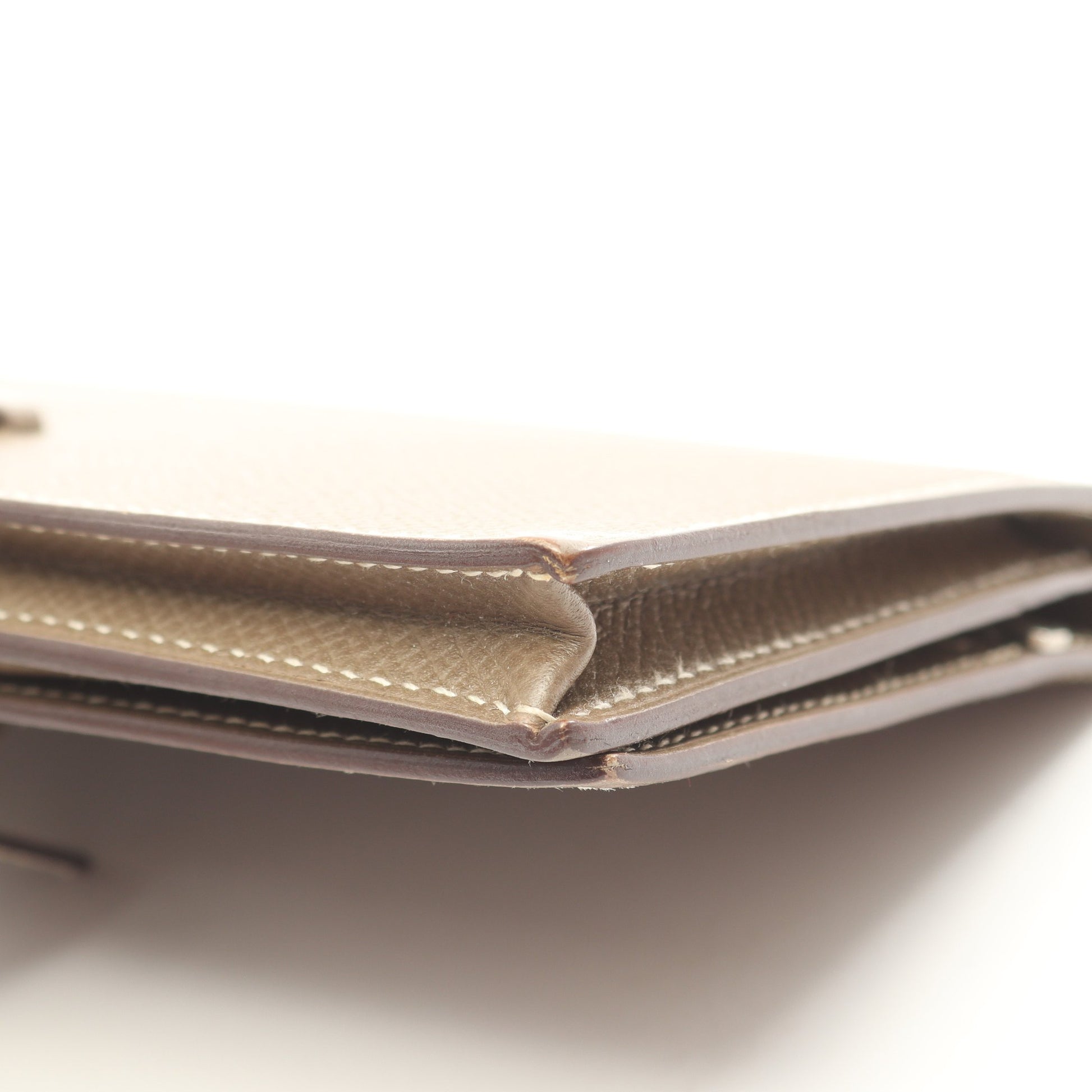 ベアンスフレ エトゥープ 二つ折り長財布 ヴォーエプソン グレーブラウン シルバー金具 X刻印 エルメス 財布・小物 HERMES