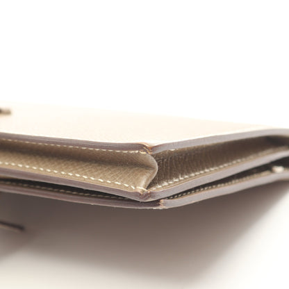 ベアンスフレ エトゥープ 二つ折り長財布 ヴォーエプソン グレーブラウン シルバー金具 X刻印 エルメス 財布・小物 HERMES