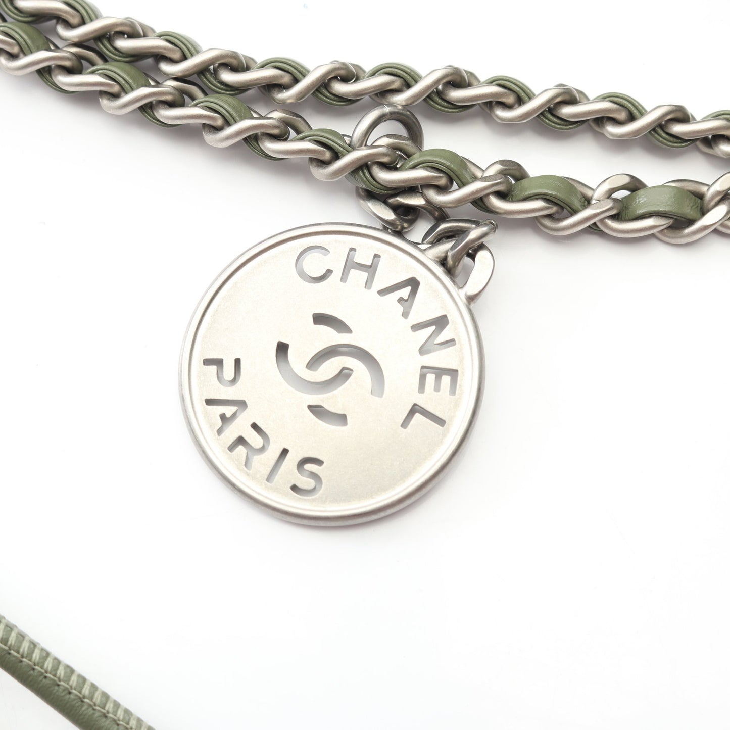 CHANEL 22 ミニ チェーンショルダーバッグ レザー カーキグリーン シルバー金具 2WAY シャネル バッグ CHANEL