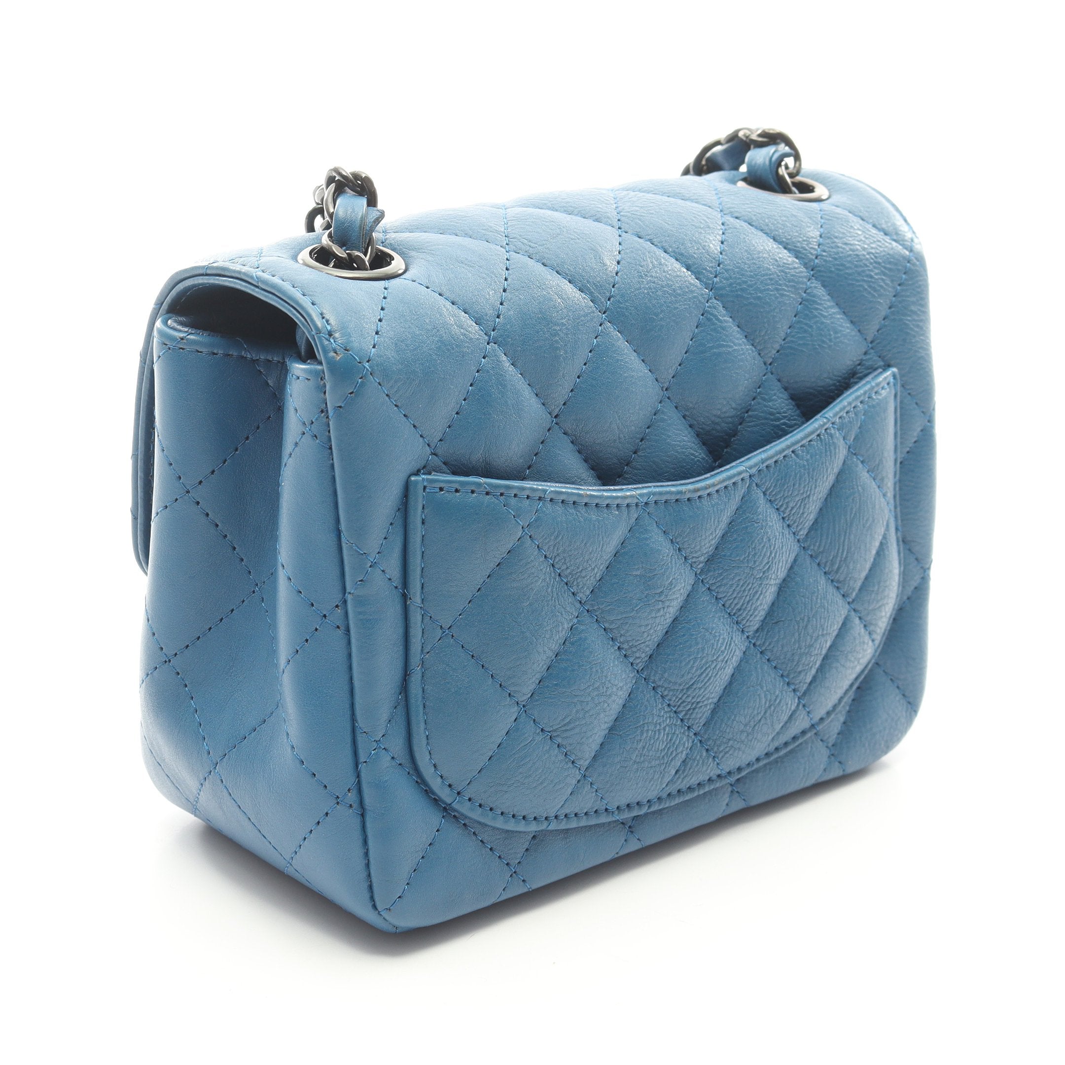 ミニマトラッセ チェーンショルダーバッグ レザー ブルー ブラック金具