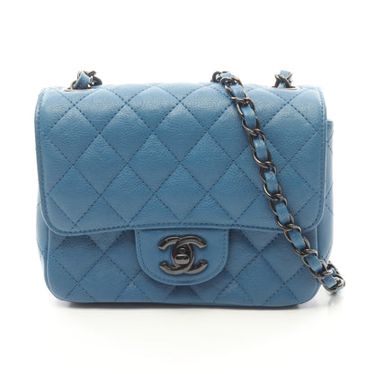 ミニマトラッセ チェーンショルダーバッグ レザー ブルー ブラック金具 シャネル バッグ CHANEL