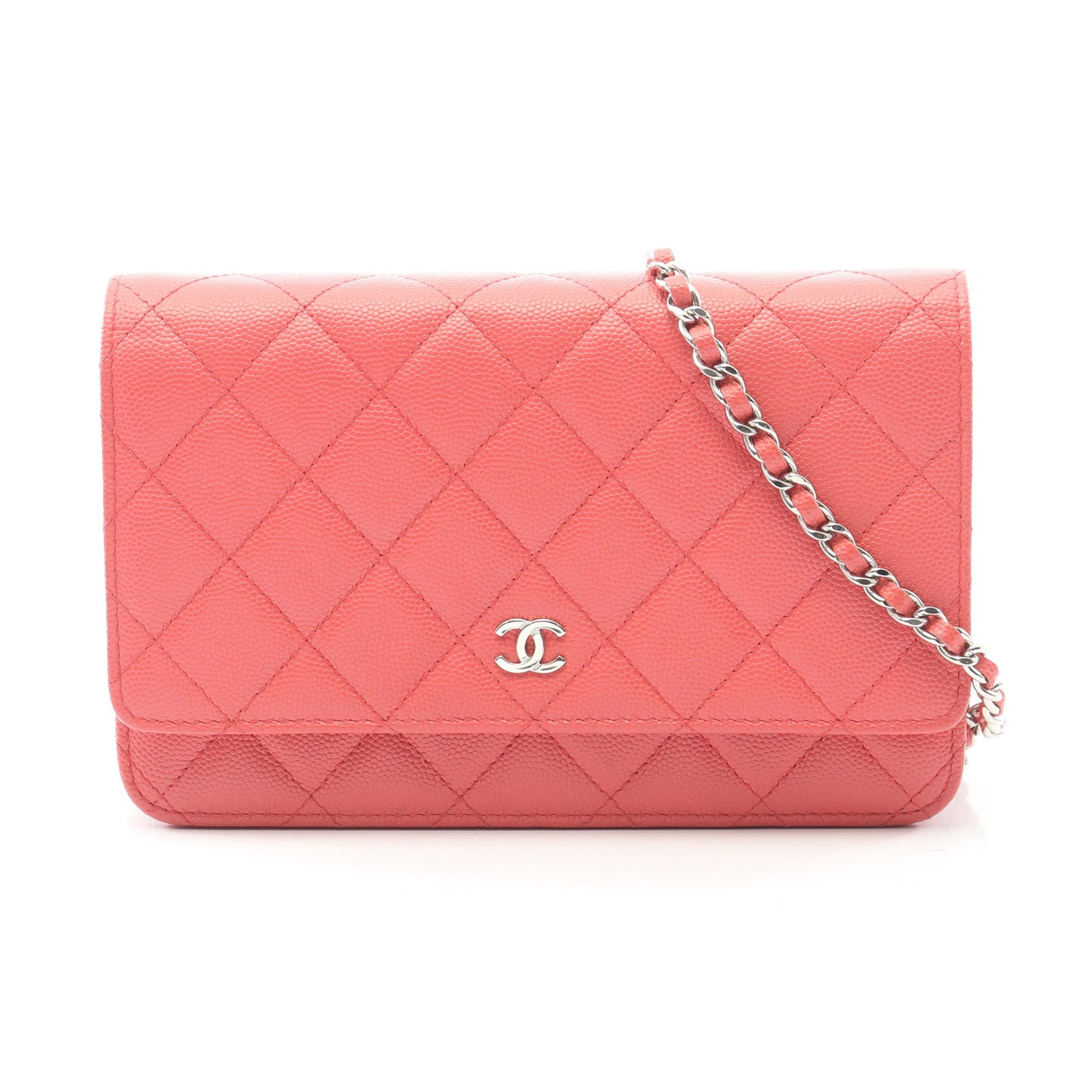 マトラッセ チェーンウォレット キャビアスキン コーラルピンク シルバー金具 シャネル バッグ CHANEL