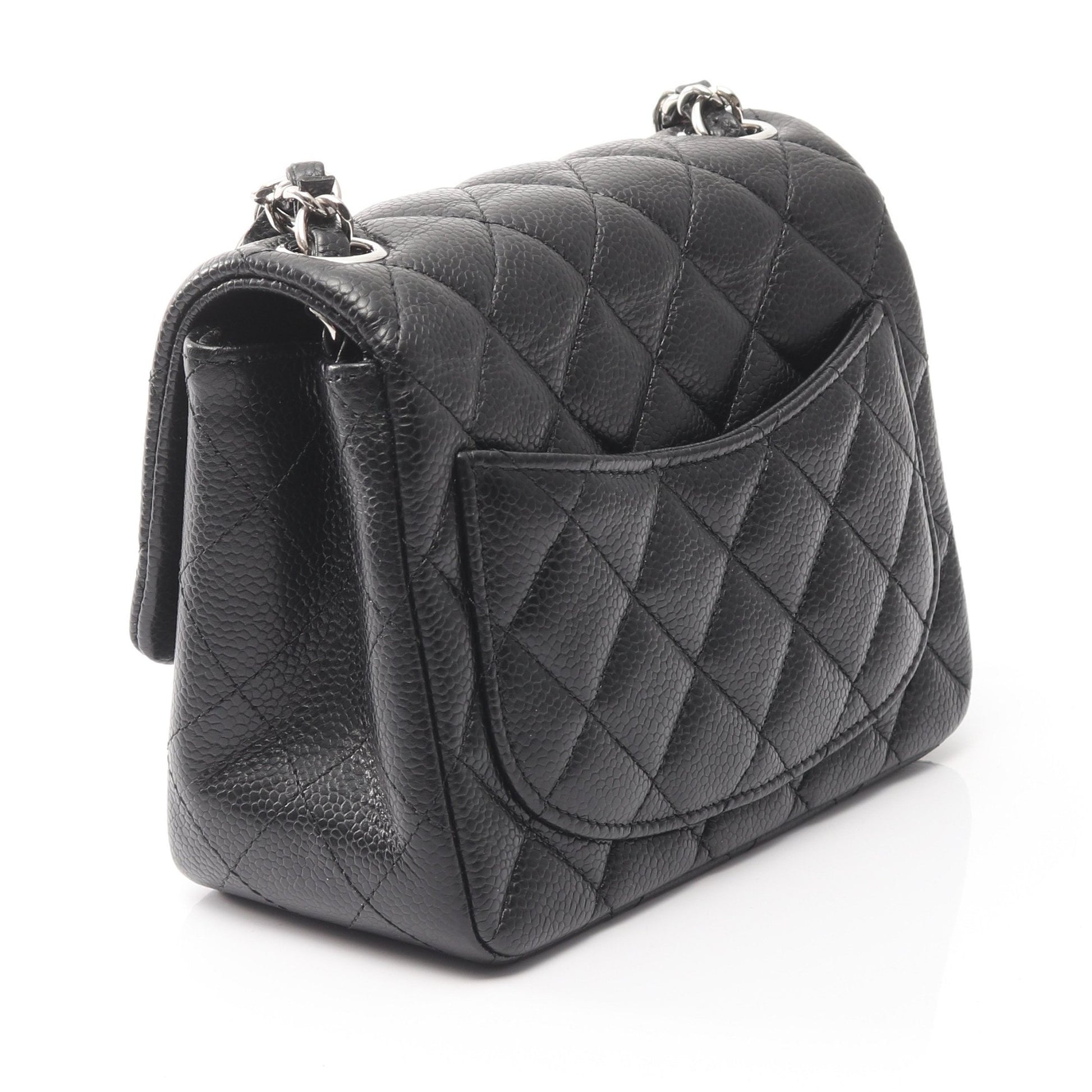ミニマトラッセ チェーンショルダーバッグ キャビアスキン ブラック シルバー金具 シャネル バッグ CHANEL
