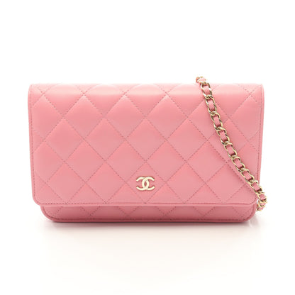 マトラッセ チェーンウォレット ラムスキン ピンク ゴールド金具 シャネル バッグ CHANEL
