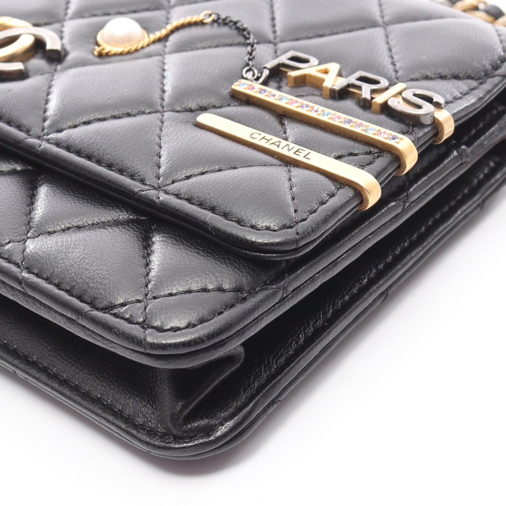 マトラッセ チェーンウォレット ラムスキン ブラック コンビ金具 シャネル バッグ CHANEL