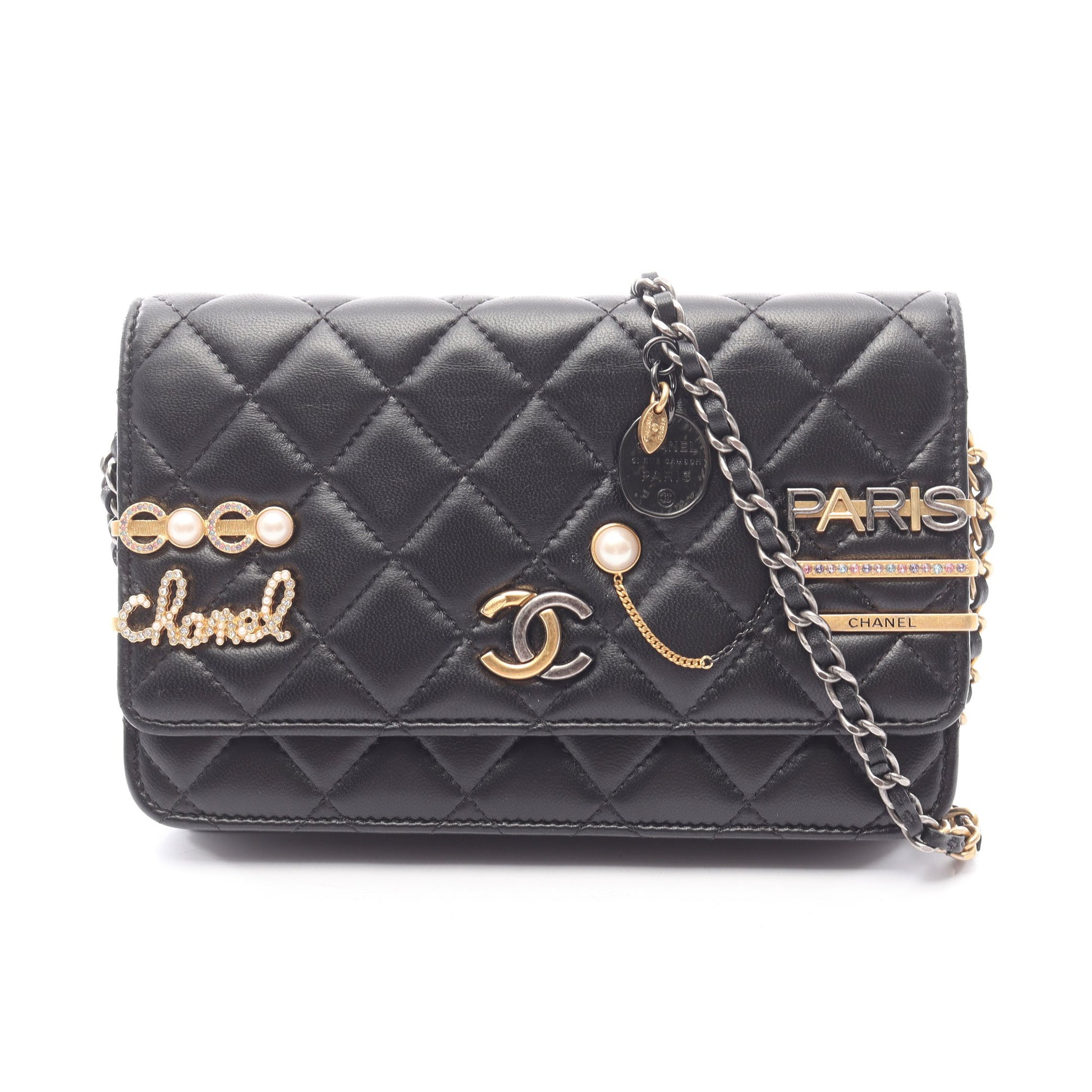 マトラッセ チェーンウォレット ラムスキン ブラック コンビ金具 シャネル バッグ CHANEL