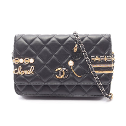 マトラッセ チェーンウォレット ラムスキン ブラック コンビ金具 シャネル バッグ CHANEL