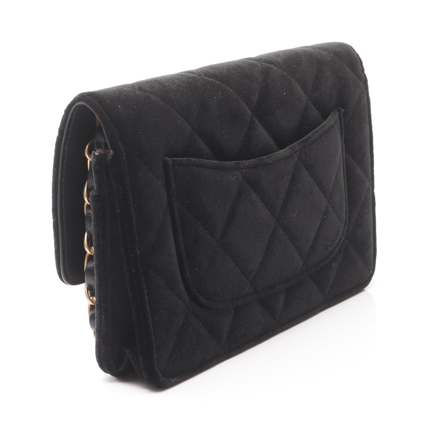 マトラッセ チェーンショルダーバッグ ベロア ブラック ゴールド金具 ラインストーン シャネル バッグ CHANEL