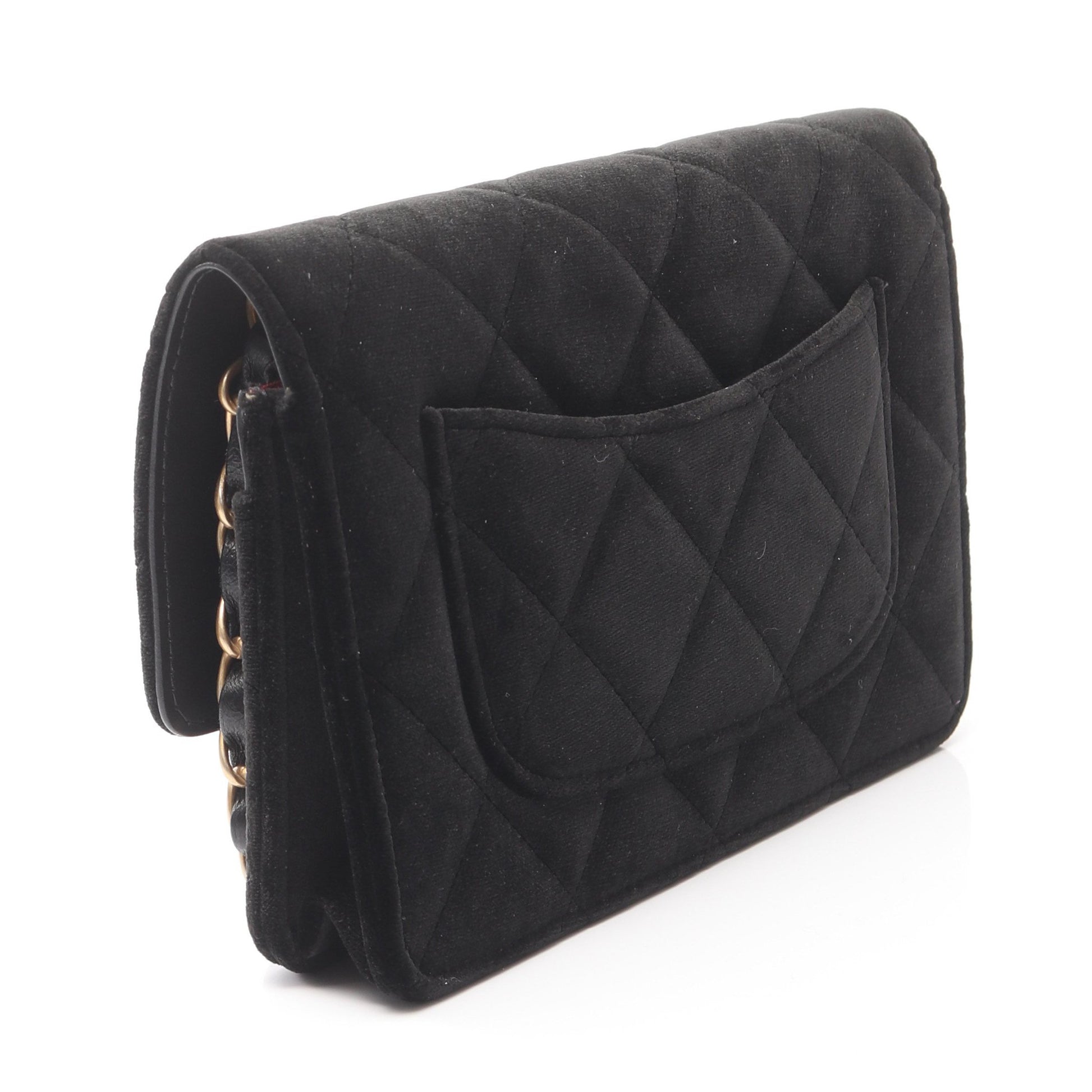 マトラッセ チェーンショルダーバッグ ベロア ブラック ゴールド金具 ラインストーン シャネル バッグ CHANEL