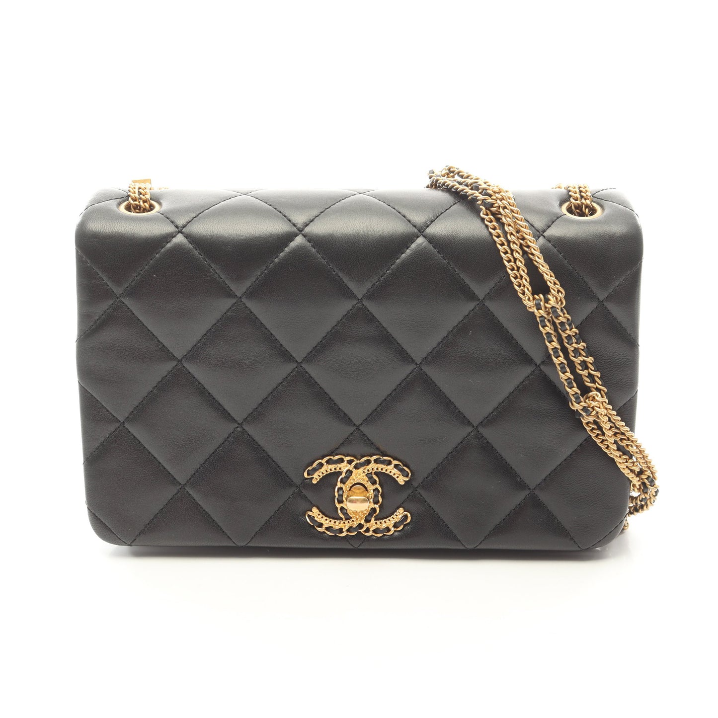 CHANEL19 チェーンショルダーバッグ ラムスキン ブラック ゴールド金具 シャネル バッグ CHANEL