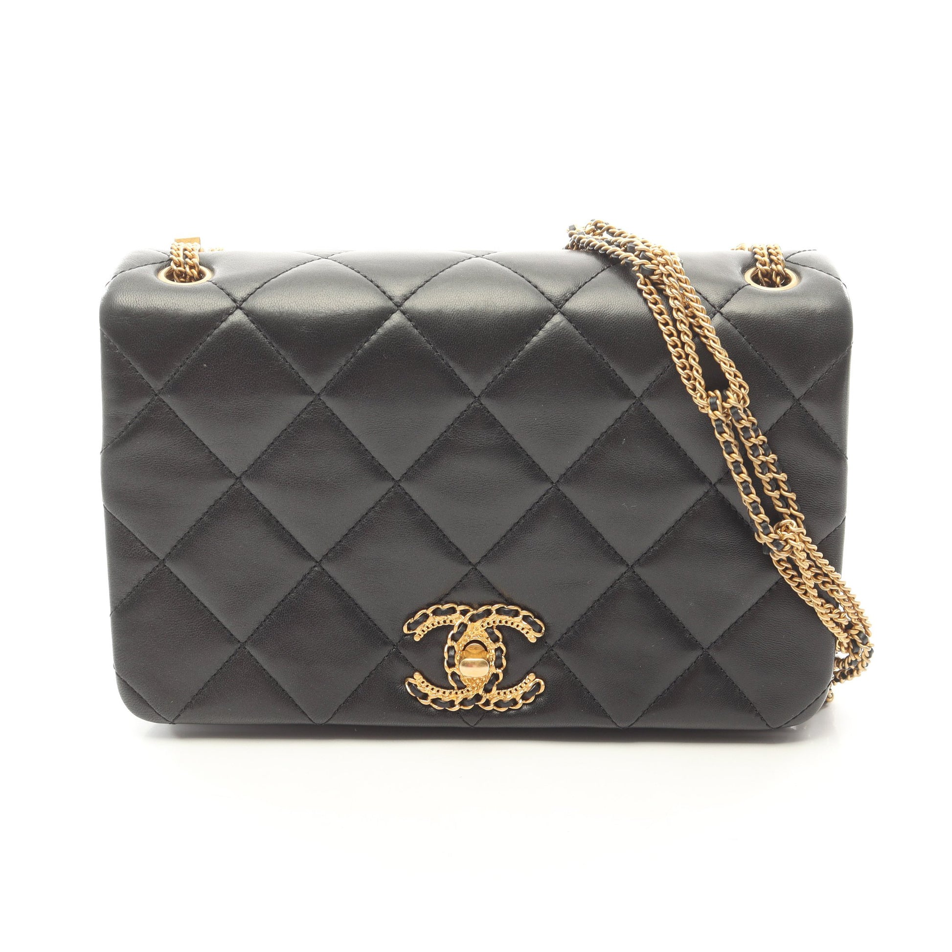 CHANEL19 チェーンショルダーバッグ ラムスキン ブラック ゴールド金具 シャネル バッグ CHANEL