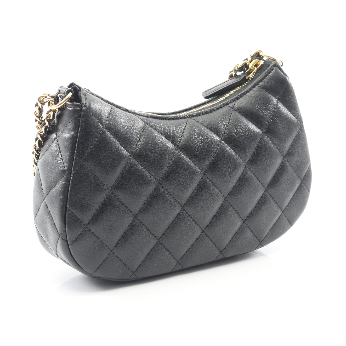 マトラッセ ホーボー チェーンショルダーバッグ ラムスキン ブラック ゴールド金具 シャネル バッグ CHANEL