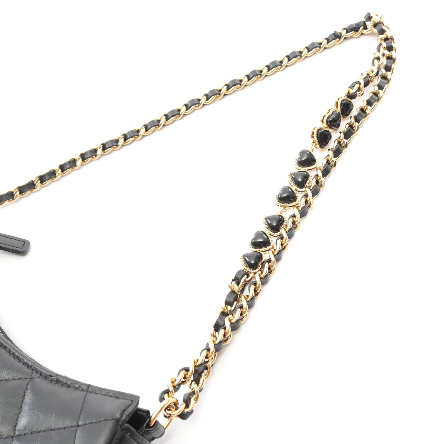 マトラッセ ホーボー チェーンショルダーバッグ ラムスキン ブラック ゴールド金具 シャネル バッグ CHANEL