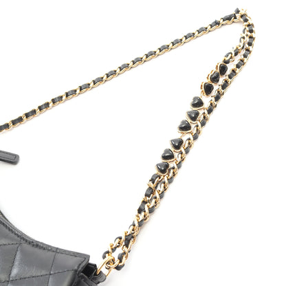 マトラッセ ホーボー チェーンショルダーバッグ ラムスキン ブラック ゴールド金具 シャネル バッグ CHANEL