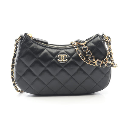 マトラッセ ホーボー チェーンショルダーバッグ ラムスキン ブラック ゴールド金具 シャネル バッグ CHANEL