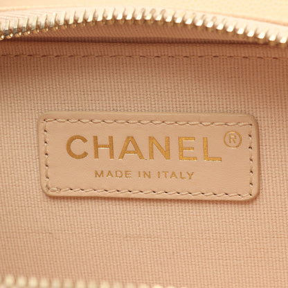 マトラッセ ミニフラップ チェーンショルダーバッグ キャビアスキン ベージュ ゴールド金具 シャネル バッグ CHANEL
