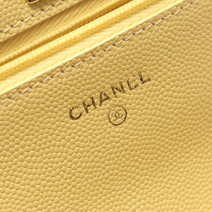 マトラッセ トップハンドル チェーンウォレット キャビアスキン ライトイエロー ゴールド金具 2WAY シャネル バッグ CHANEL