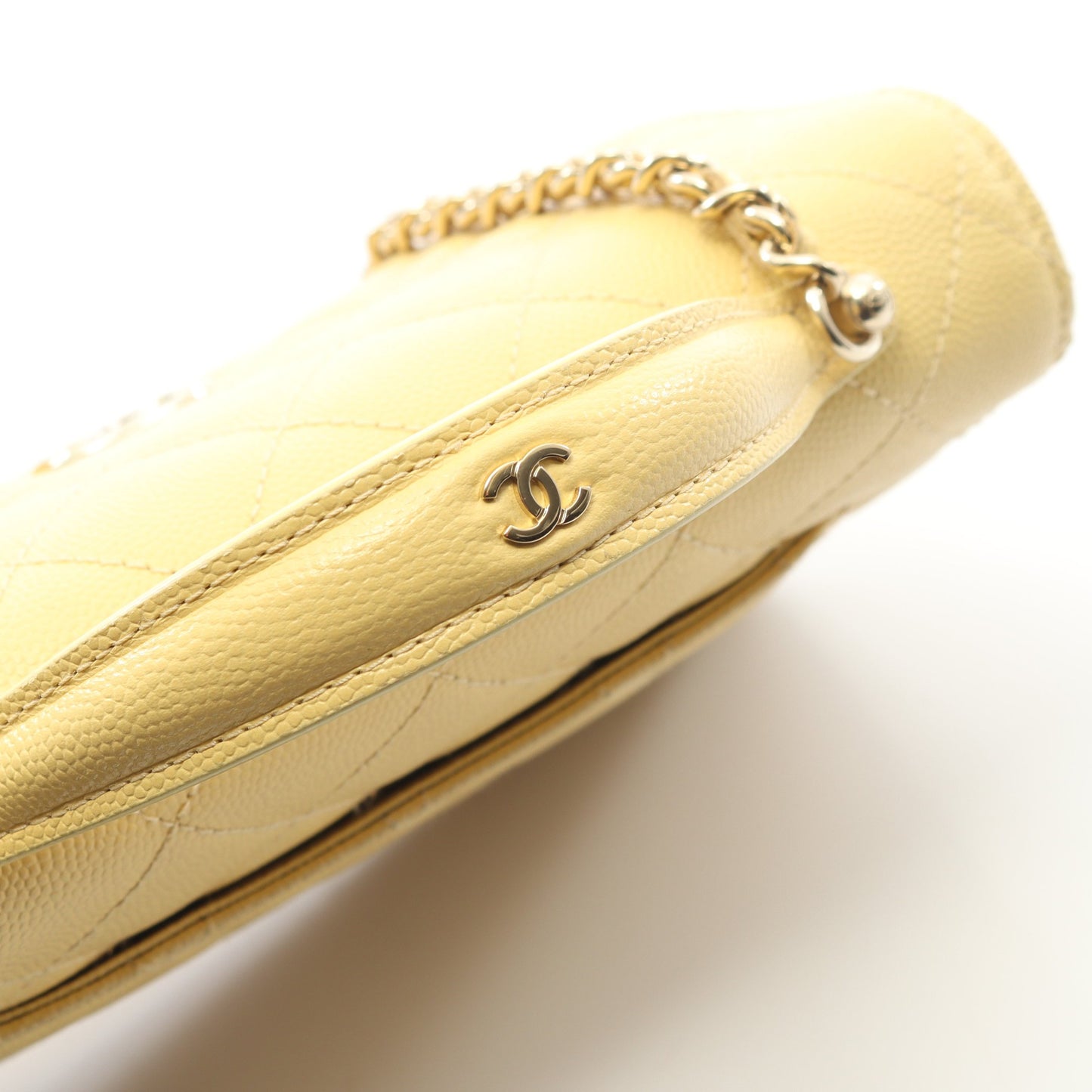 マトラッセ トップハンドル チェーンウォレット キャビアスキン ライトイエロー ゴールド金具 2WAY シャネル バッグ CHANEL