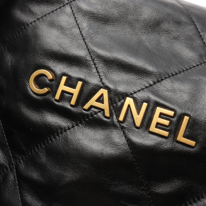 シャネル 22 ラージ バックパック リュックサック レザー ブラック ゴールド金具 シャネル バッグ CHANEL