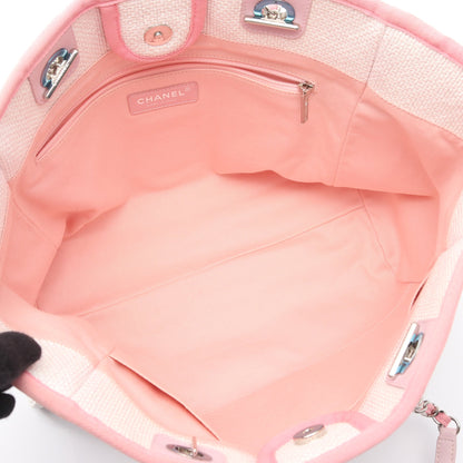 ドーヴィル チェーンショルダーバッグ チェーントートバッグ キャンバス レザー ホワイト ピンク シルバー金具 シャネル バッグ CHANEL