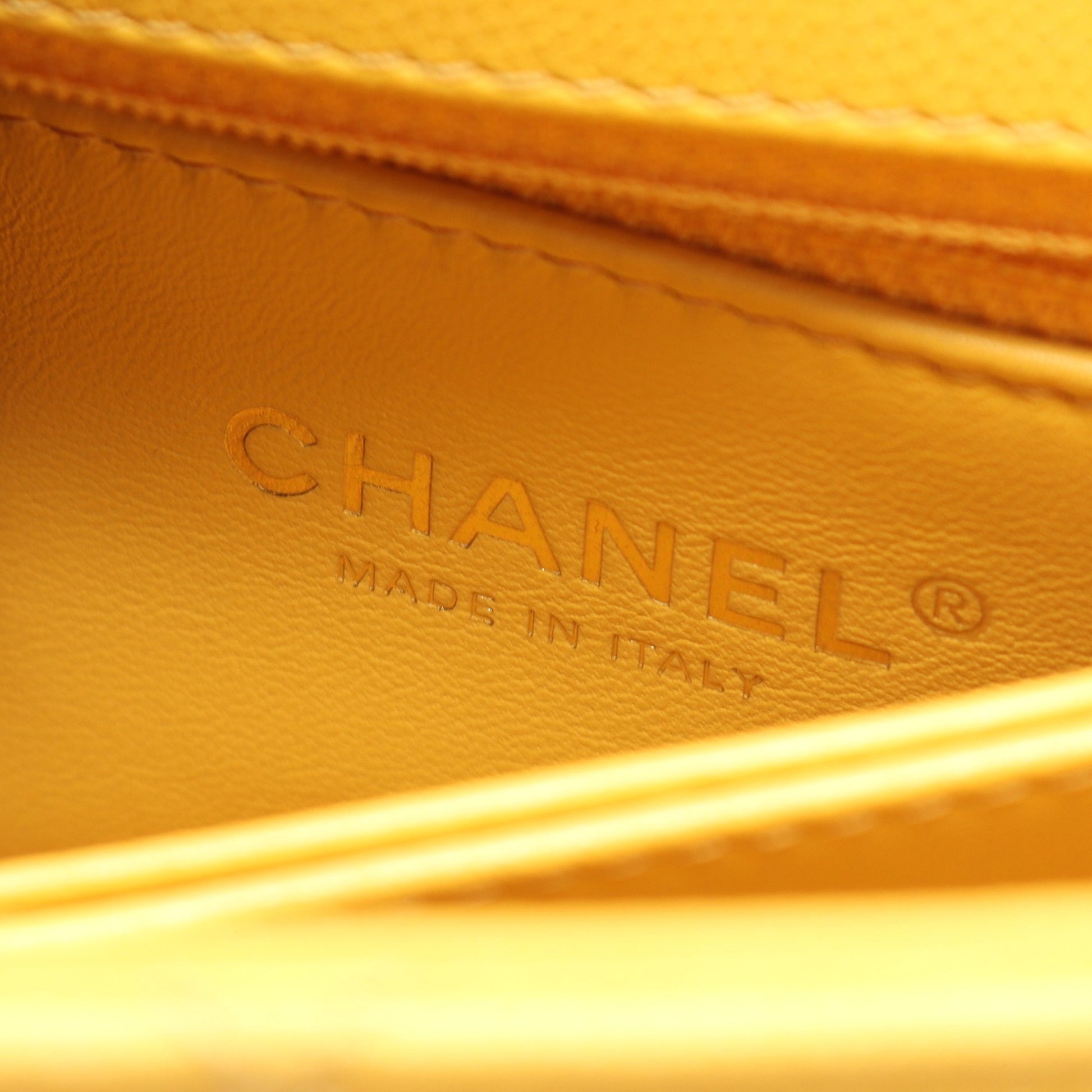 ココハンドル フラップ マトラッセ ハンドバッグ キャビアスキン オレンジイエロー ゴールド金具 2WAY シャネル バッグ CHANEL