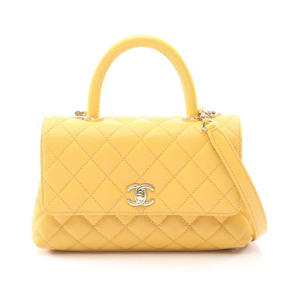 ココハンドル フラップ マトラッセ ハンドバッグ キャビアスキン オレンジイエロー ゴールド金具 2WAY シャネル バッグ CHANEL