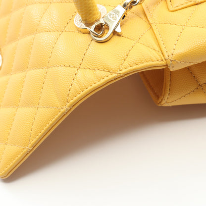 ココハンドル フラップ マトラッセ ハンドバッグ キャビアスキン オレンジイエロー ゴールド金具 2WAY シャネル バッグ CHANEL