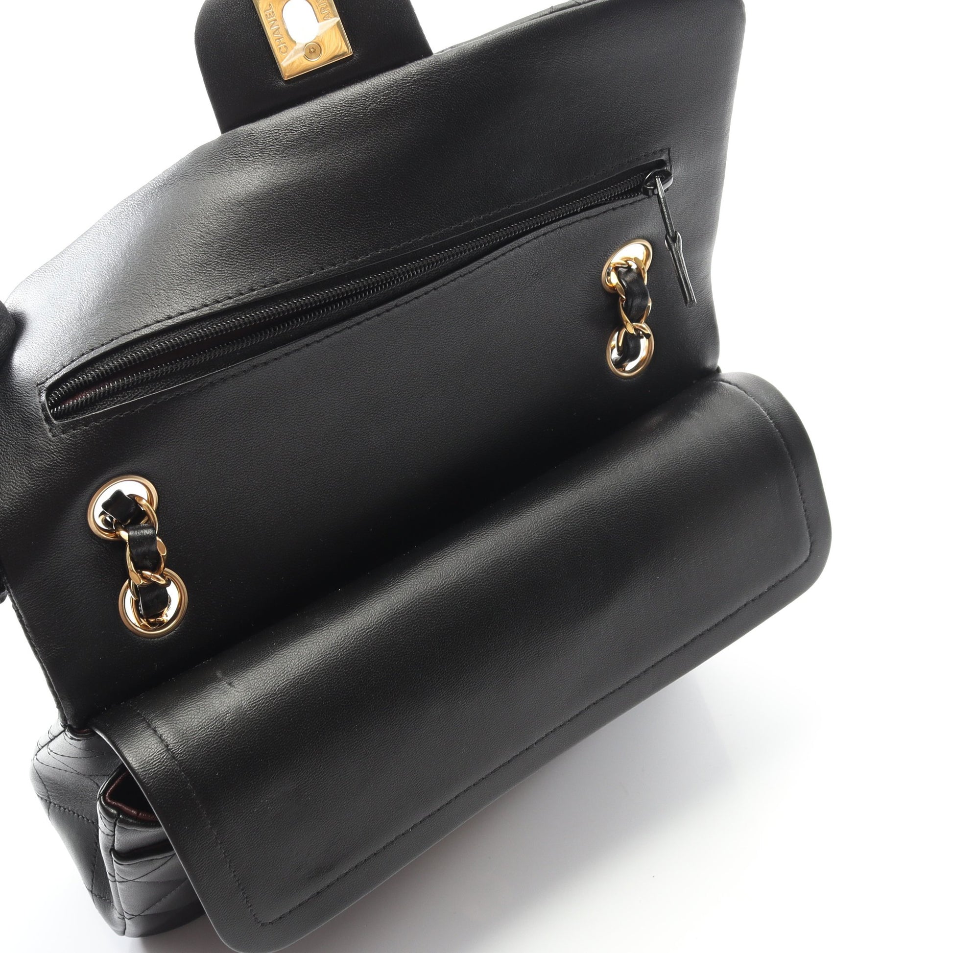 マトラッセ Wフラップ Wチェーンショルダーバッグ ラムスキン ブラック ゴールド金具 シャネル バッグ CHANEL