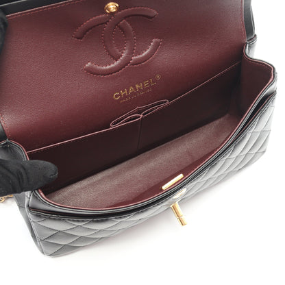マトラッセ Wフラップ Wチェーンショルダーバッグ ラムスキン ブラック ゴールド金具 シャネル バッグ CHANEL