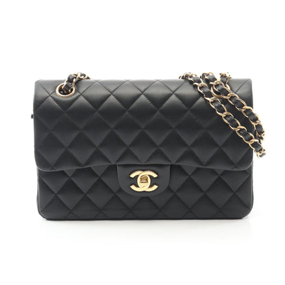 マトラッセ Wフラップ Wチェーンショルダーバッグ ラムスキン ブラック ゴールド金具 シャネル バッグ CHANEL