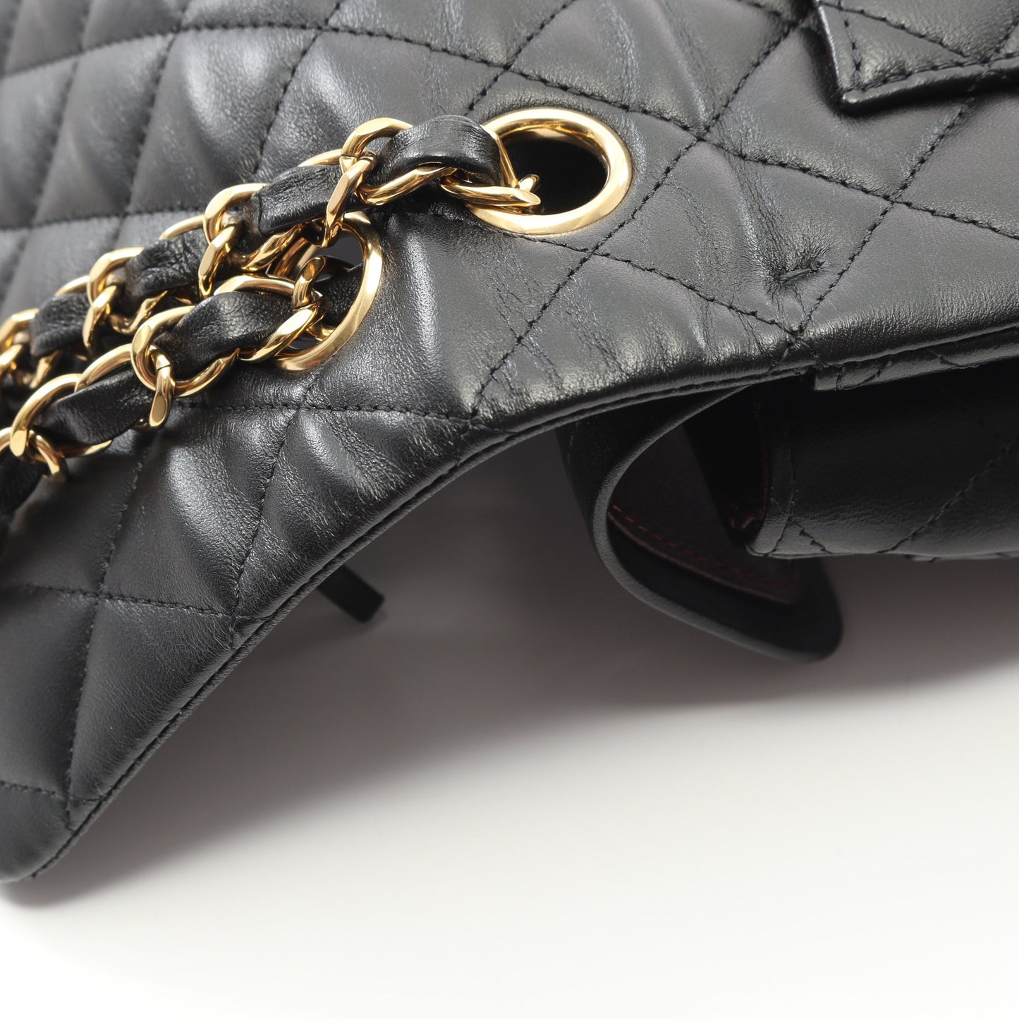 マトラッセ Wフラップ Wチェーンショルダーバッグ ラムスキン ブラック ゴールド金具 シャネル バッグ CHANEL