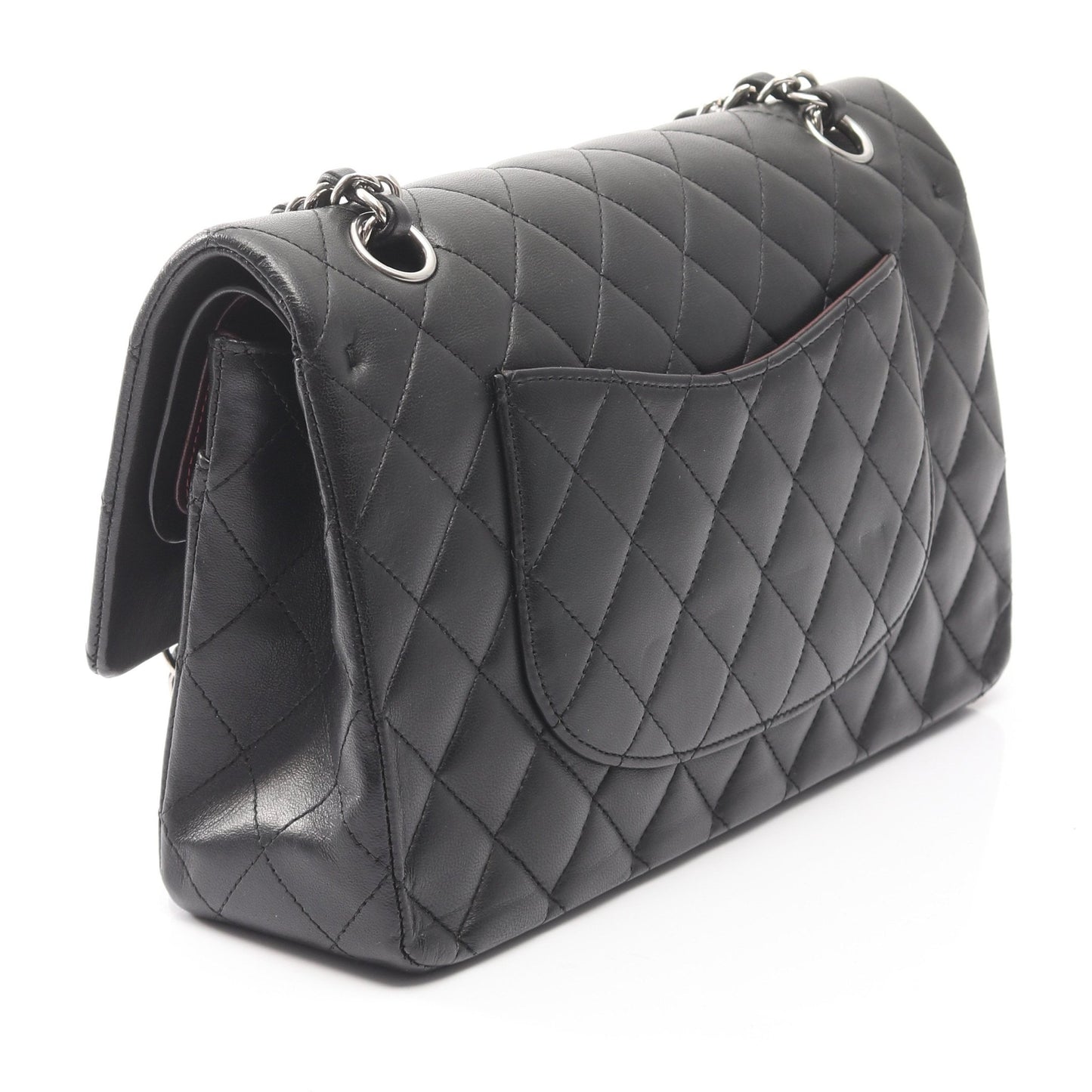 マトラッセ Wフラップ Wチェーンショルダーバッグ キャビアスキン ブラック シルバー金具 シャネル バッグ CHANEL