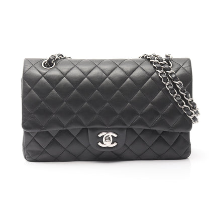 マトラッセ Wフラップ Wチェーンショルダーバッグ キャビアスキン ブラック シルバー金具 シャネル バッグ CHANEL
