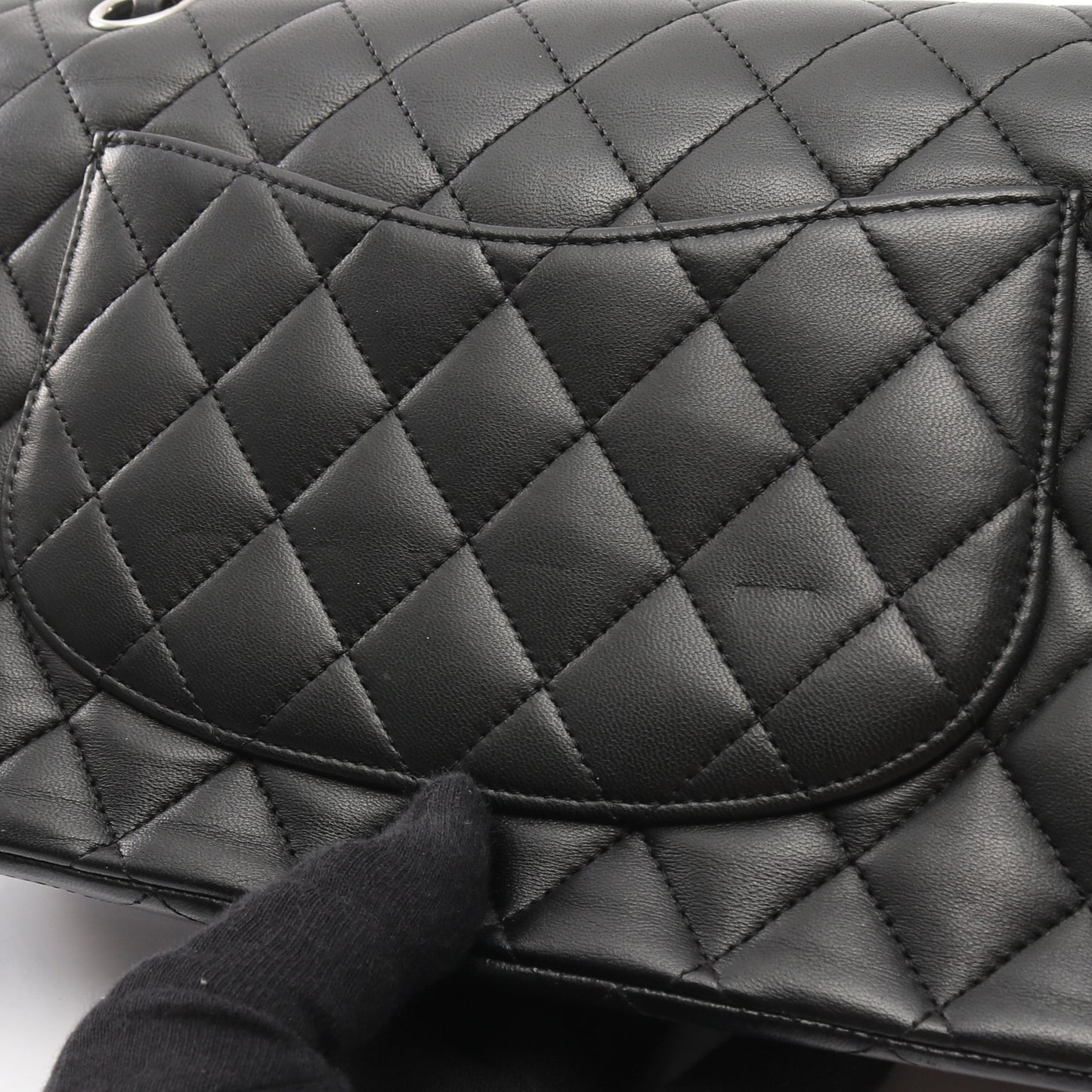 マトラッセ Wフラップ Wチェーンショルダーバッグ キャビアスキン ブラック シルバー金具 シャネル バッグ CHANEL