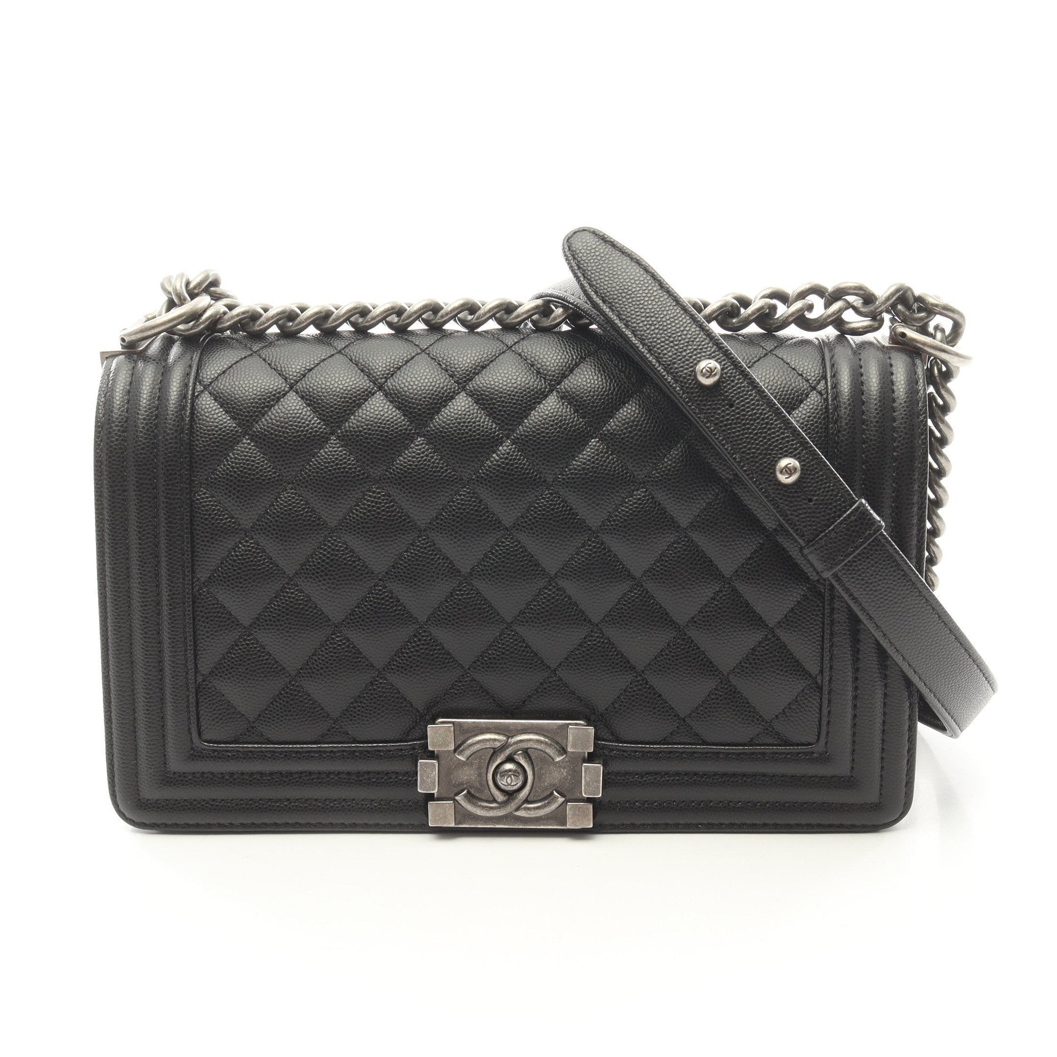 ボーイシャネル チェーンショルダーバッグ キャビアスキン ブラック