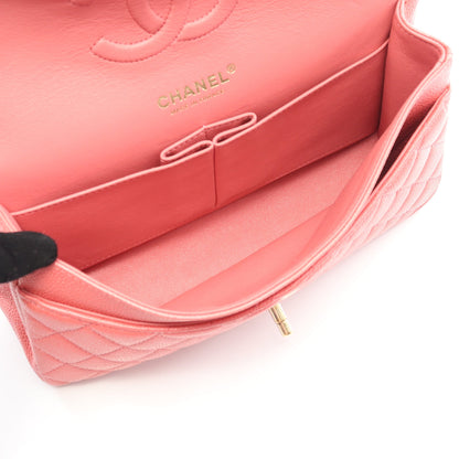マトラッセ Wフラップ Wチェーンショルダーバッグ キャビアスキン ピンク ゴールド金具 シャネル バッグ CHANEL